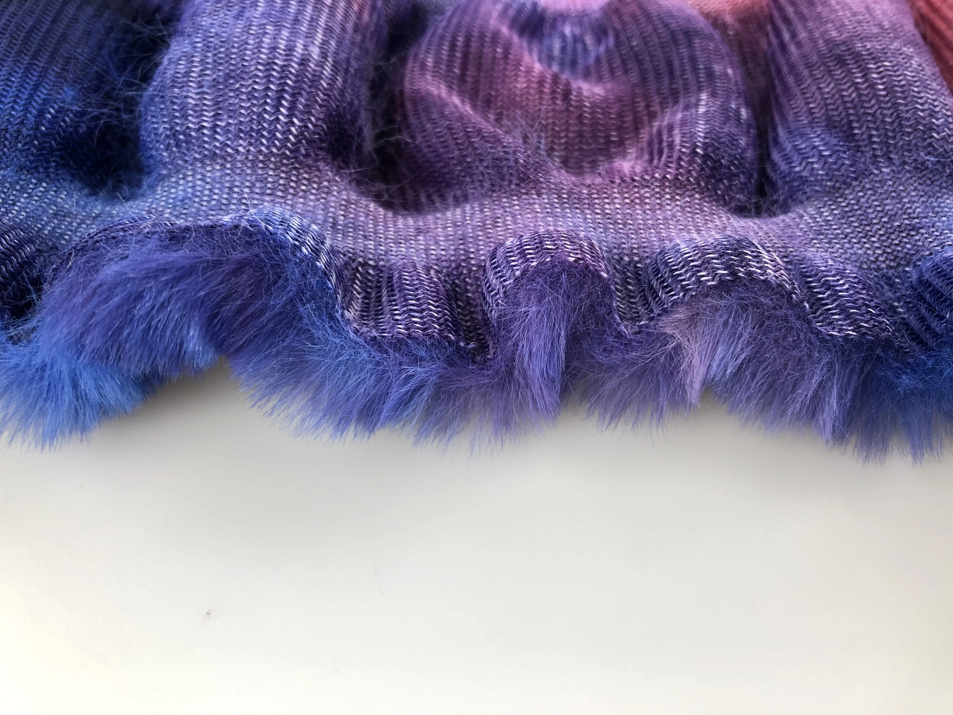 Multicolored Tie Dyed Spandex Rabbit Faux Fur Fabric Bunny Fur for  Garment/Hometextile