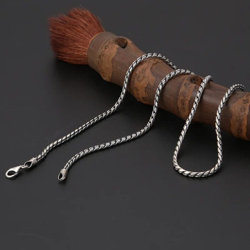 925 Sterling Silver Jewelry Handmade Braided Necklaces Sweater Chain For Men  Twists Chain Necklaces Jewelry