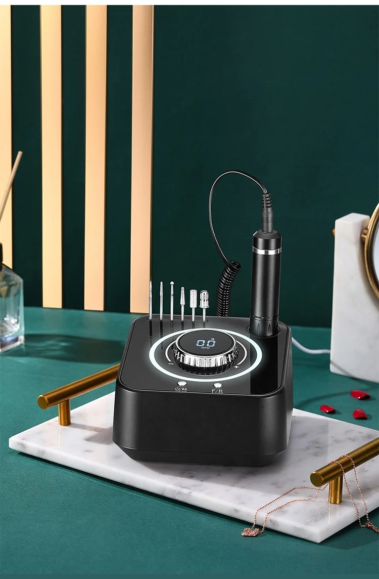 40000 Rpm Mute Nail Drill Bits Polisher Big Led Display Nail Tools Manicure Machine Desktop Electric Nail Drill Machine Plastic