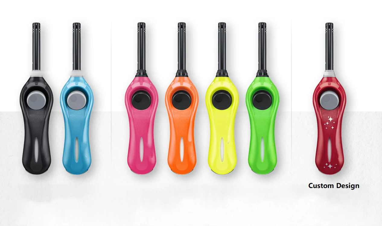 Long Plastic Gas Electronic Lighters Long Wand Wholesale Refillable BBQ Candle Lighters