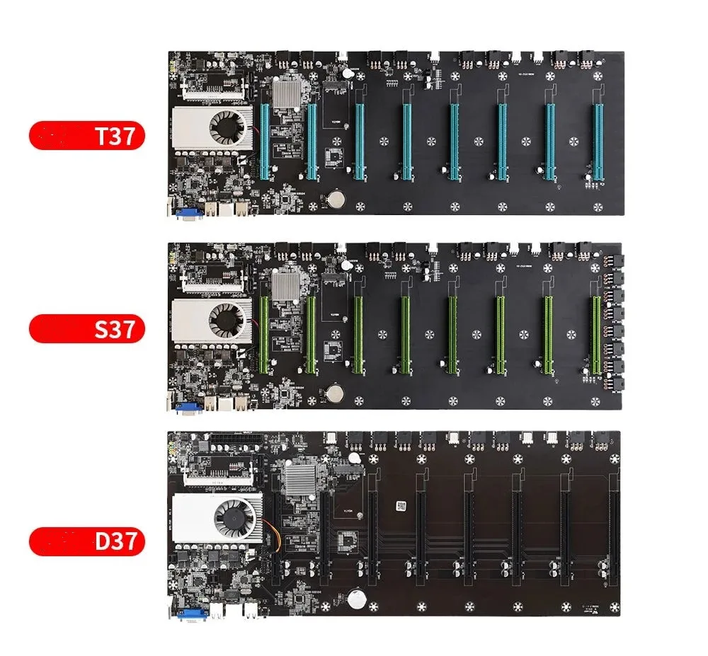 8 GPU S37 T37 D37 8gpu motherboard 8 pcie Intel847 1037u DDR3 onboard CPU Mainboard support RTX 3070 3080 3090 gpu carte mere