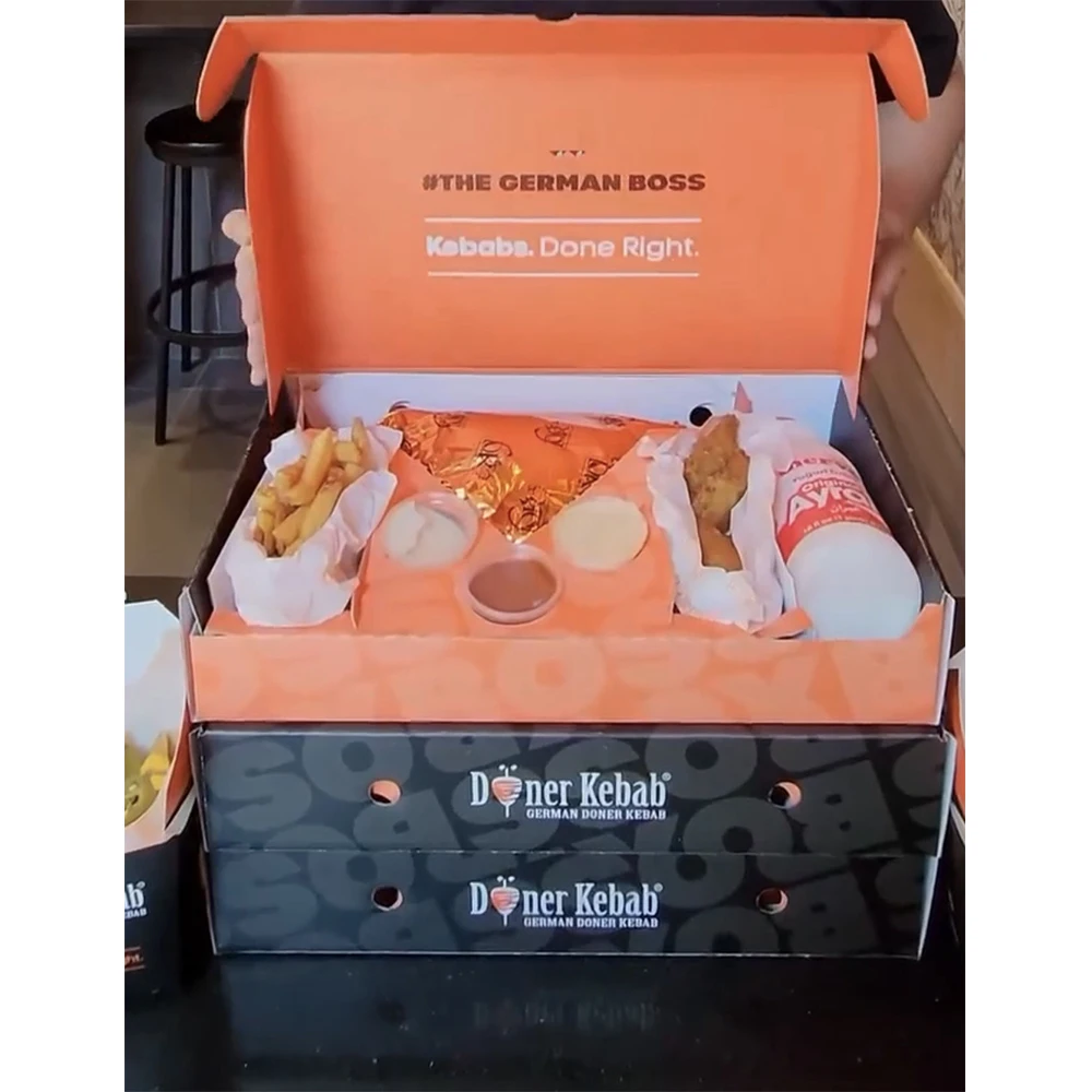 eco Food Catering Box Doner Kebab Package Taco Buffet Cheeky Jalapeno Popper Custom Design Fries Packing Boxes With Sauce Drinks