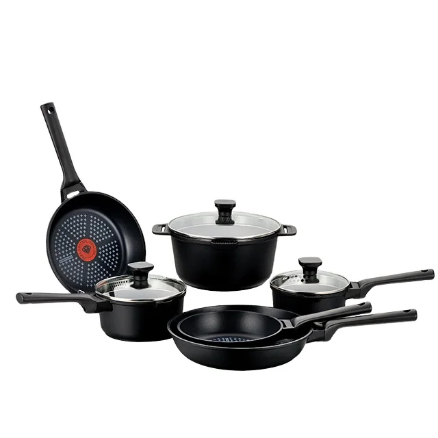 German Style Die-Cast Aluminum Non-Stick Cookware Set Aluminum Frying Pan with Glass Lid-Green for Dining and Cooking