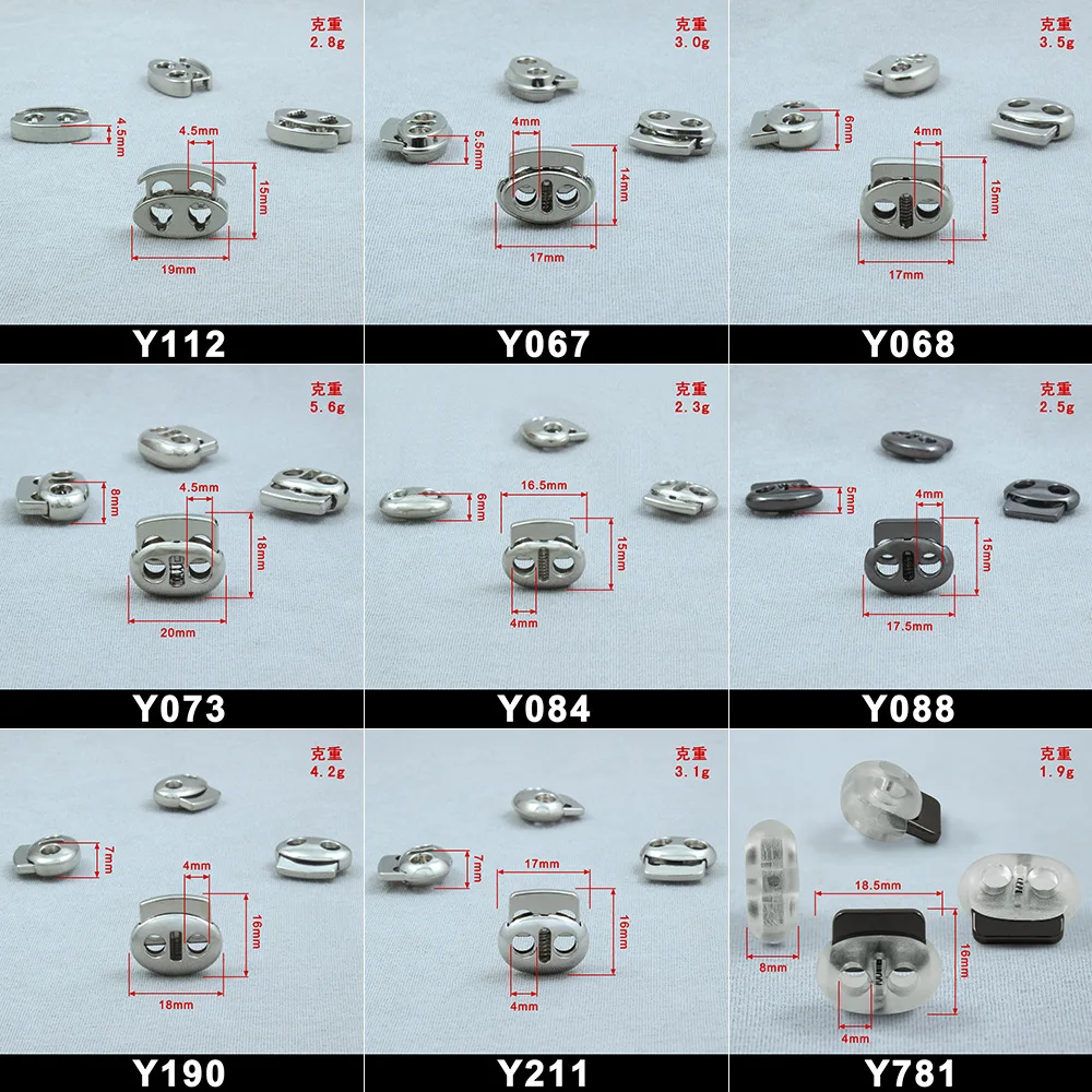 custom Wholesale Barrel Toggles Stop Conical Spring Elastic Double String Metal Cord End lock Stopper for Clothing