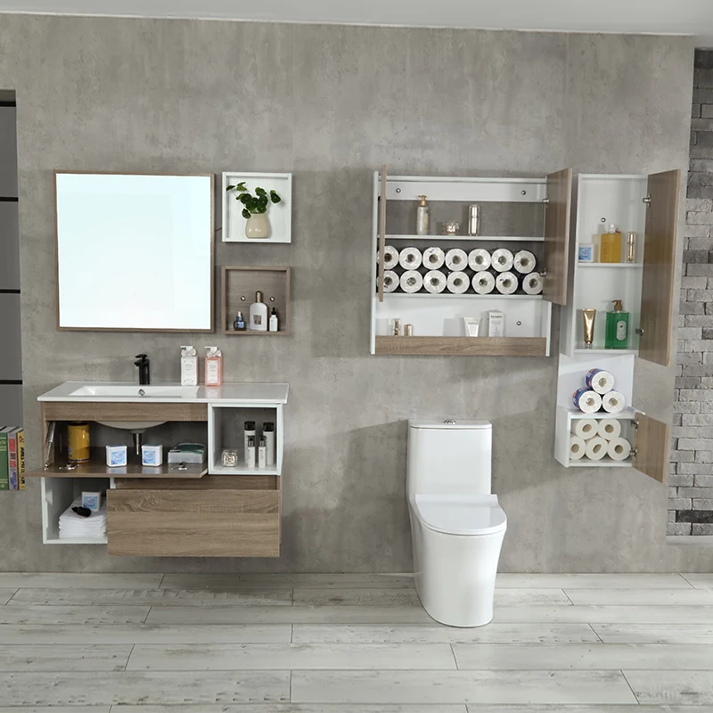 Modern Bathroom Furniture Set High Quality Bathroom Vanity Mirror Solid Wood Bathroom Cabinet Set