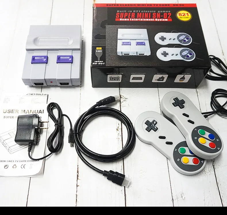  2021 Новый стиль супер мини SFC Ретро Классическая игровая консоль SNES встроенные 821 ТВ видеоигры с двумя
