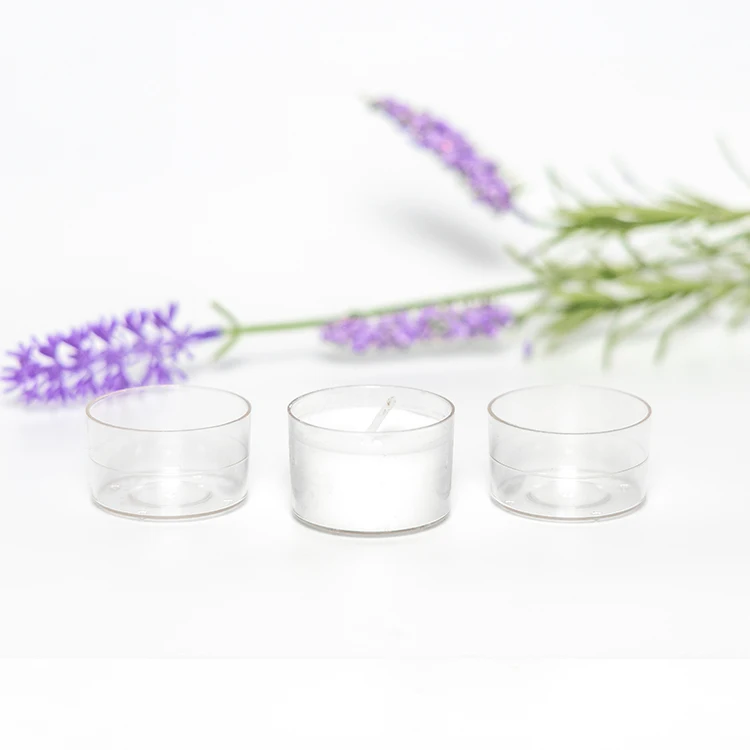 pc plastic material round shape clear polycarbonate tealight candle containers