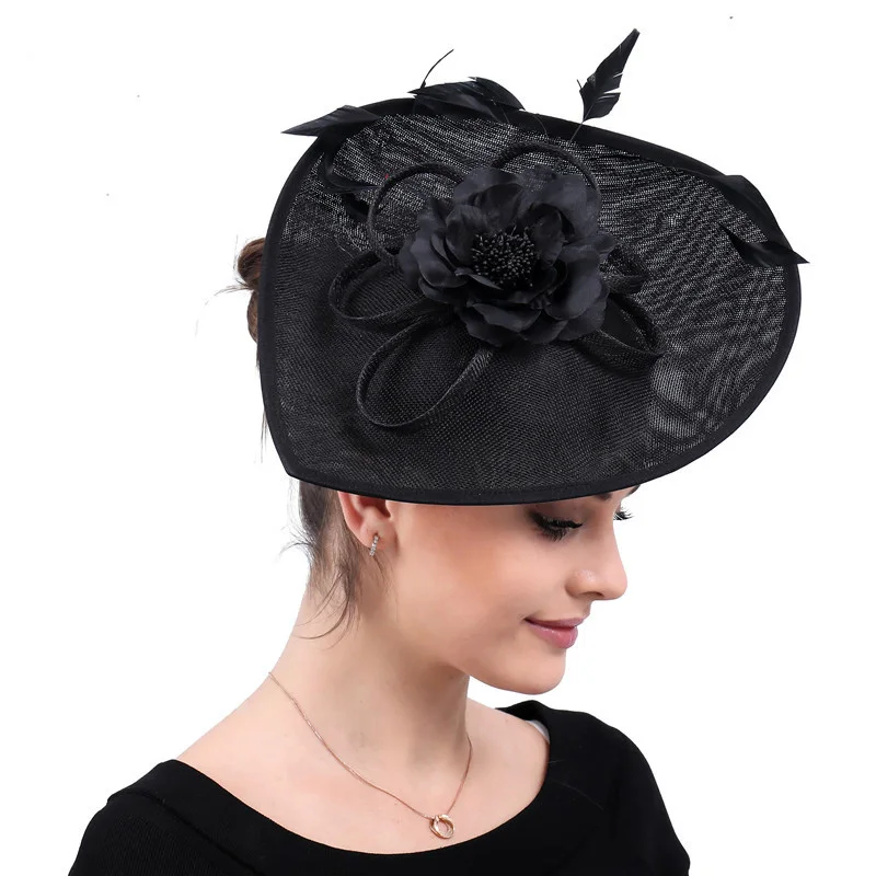 Women quality Fascinators fabric flower feather headpiece hair fascinator hats for ladies 2023