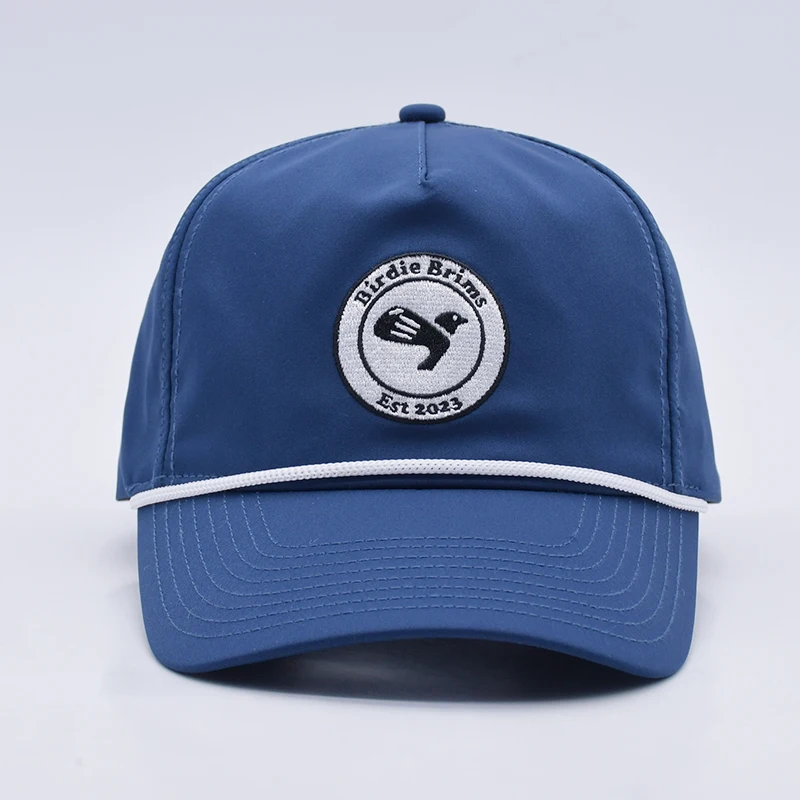 Wholesale Blue Rope Baseball Cap Custom Structured Embroidery Logo 5 Panel Golf Hats Gorras