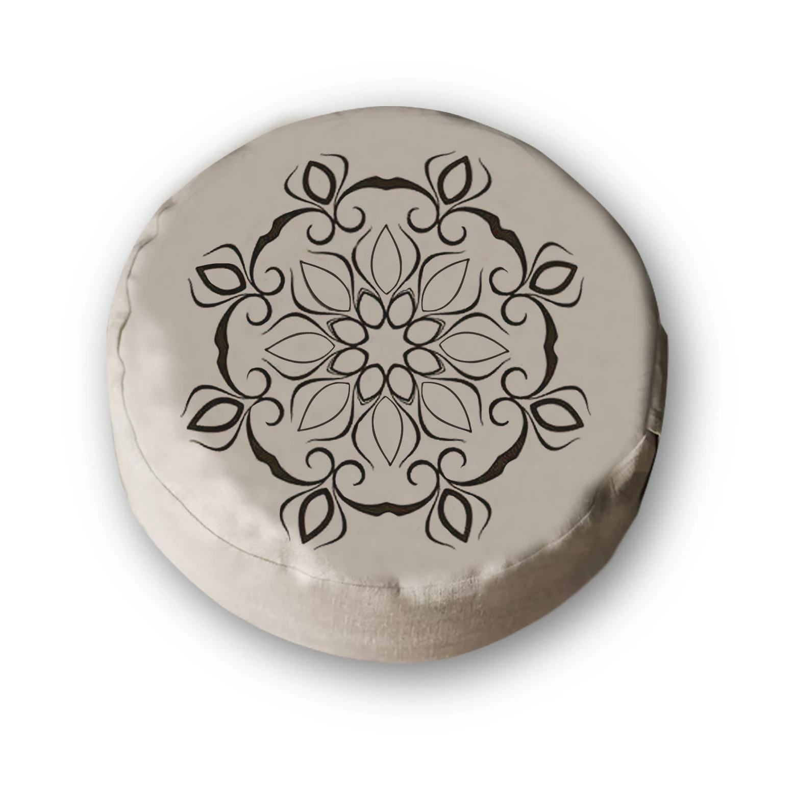 Custom-made 100% Natural Linen Embroidered Meditation cushion Round Buckwheat Husk Floor Seat Cushion