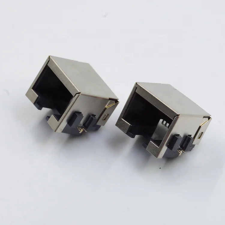 smt module rj45 Single Port Sinking Plate connector without light Half clad copper case ethernet rj45 connector