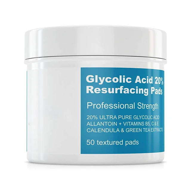 Гликолевая кислота 20%, подкладки для лица и тела с витаминами B5, C & E, зеленый чай, календула, уменьшает тонкие линии и морщины