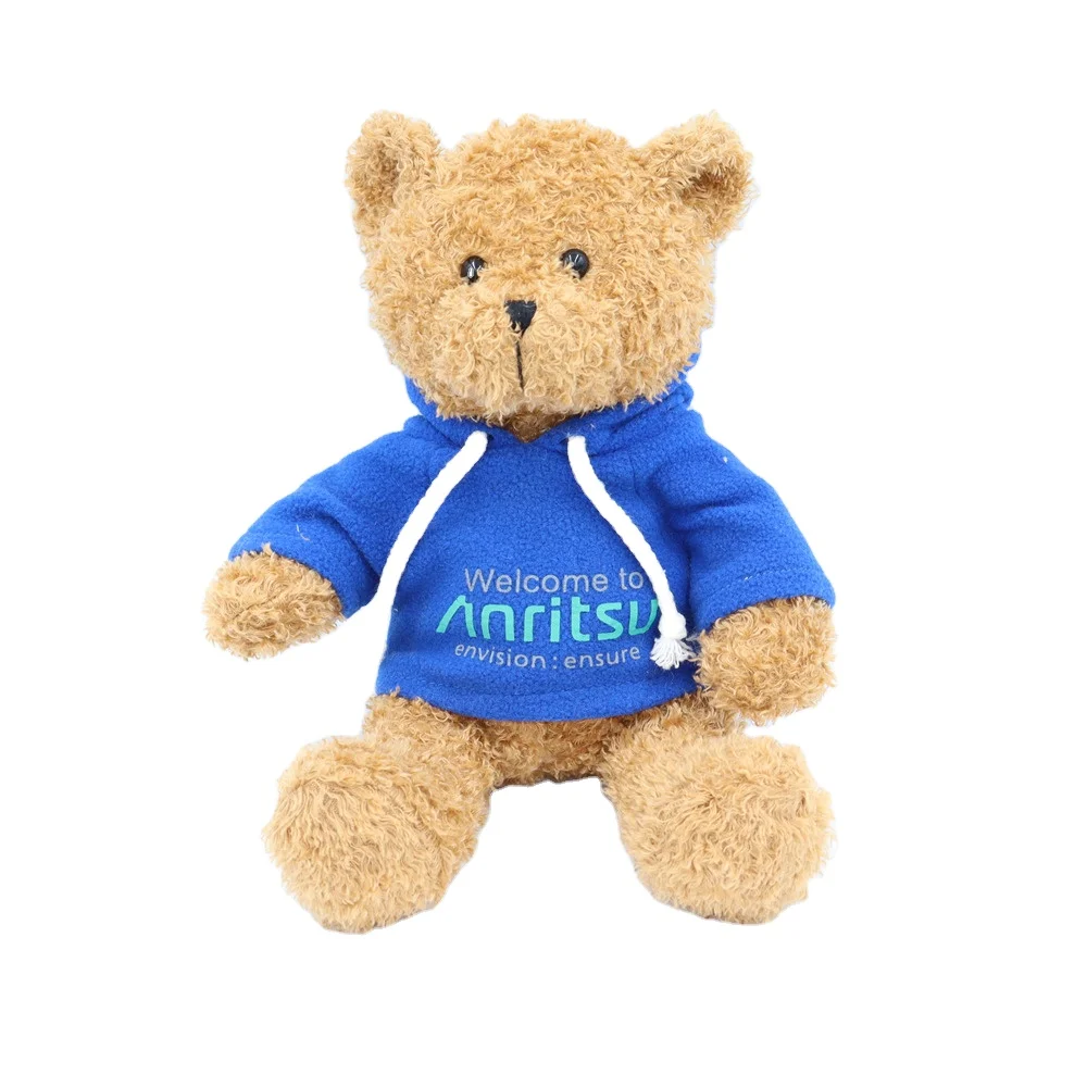 Custom LOGO Teddy Bear Cuddly Soft Brown Bear Stuffed Animal Toy with sweatshirt