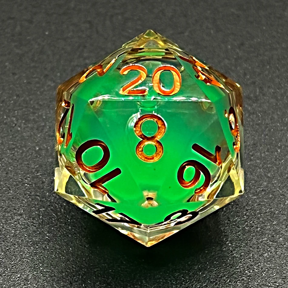 7pcs Dnd Resin Dice Set Sharp Edge Dices Rolling D20 Polyhedral Liquid Core Dungeons and Dragons Dice Handmade