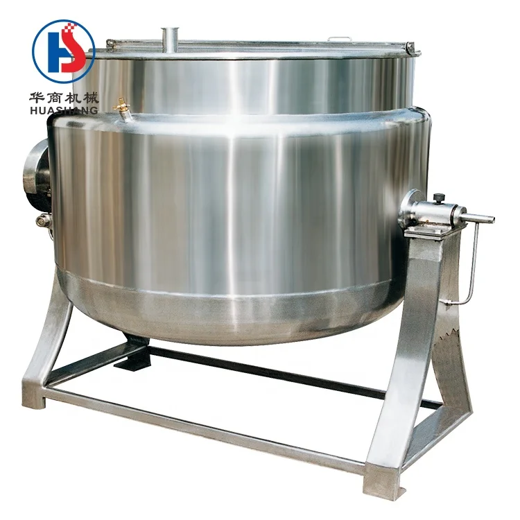 Gas sandwich pot  cooking double steam jacketed kettle with stirrer thermal oil heating jacketed reaction kettle