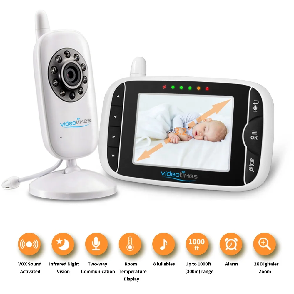 3.2 Inch Wireless Video Baby Monitor with Two-way Talkback, Lullabies baby camera