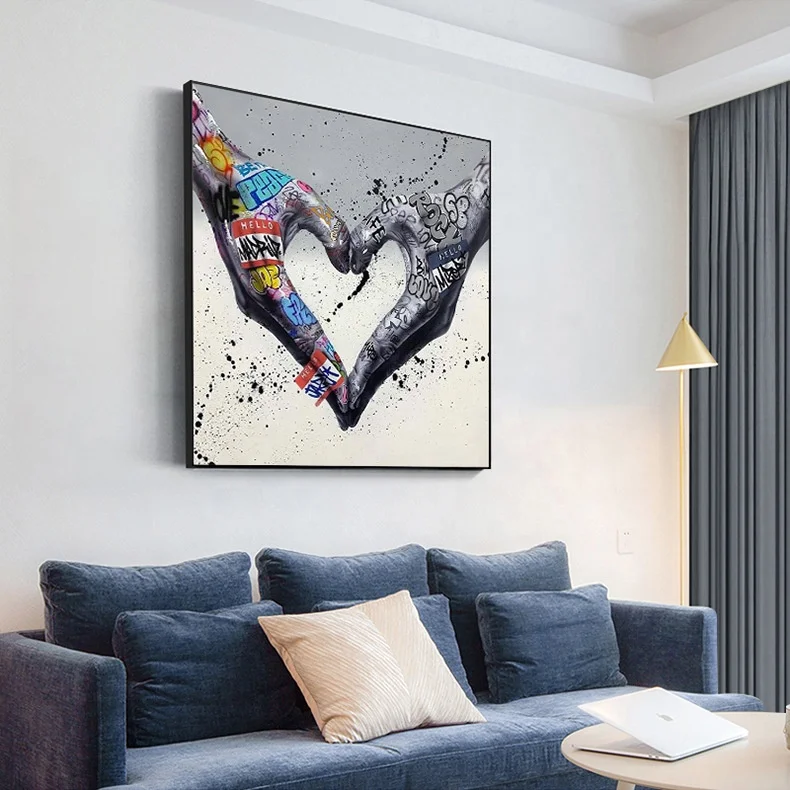 Street Graffiti Art Canvas Painting Love Hands Art Wall Poster and Prints Inspiration Artwork Picture for living room