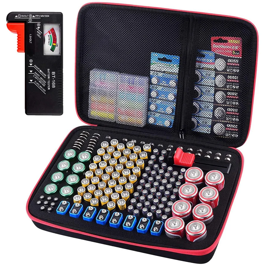 Custom Batteries Storage Case with Tester Containers Box Holder Bag