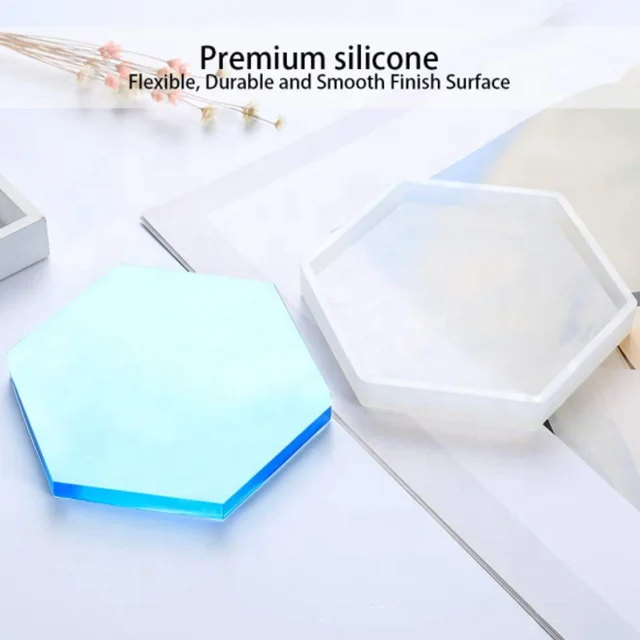 DLR135 Wholesale  7*2.8cm High mirror table decoration epoxy glue mold octagon coaster silicone epoxy resin molds