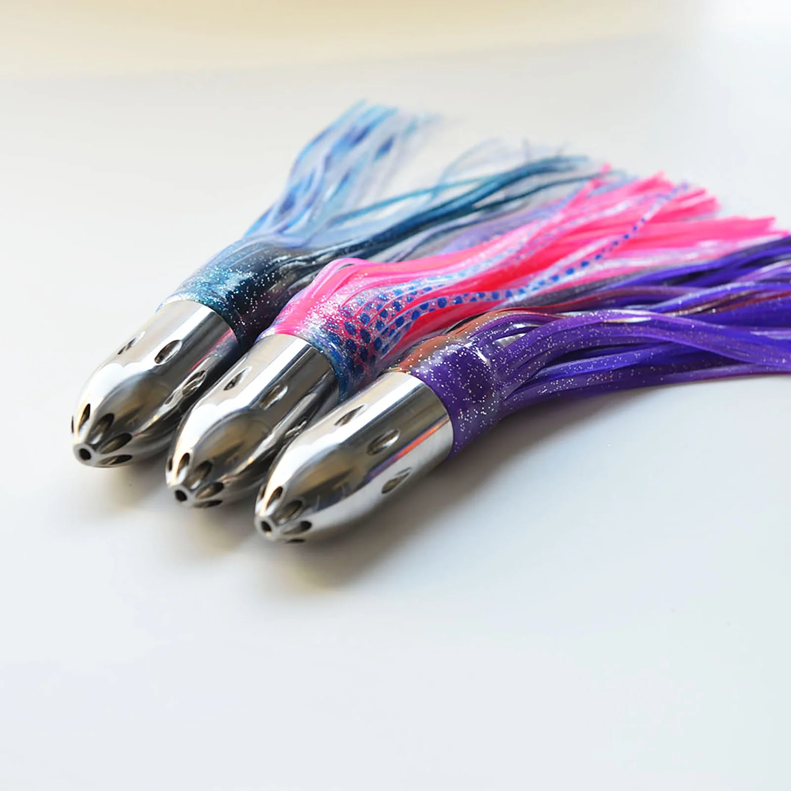 High Quality  Trolling Skirt  Lures Stainless Steel Lure Double Skirted Mirror Polish 440g Head
