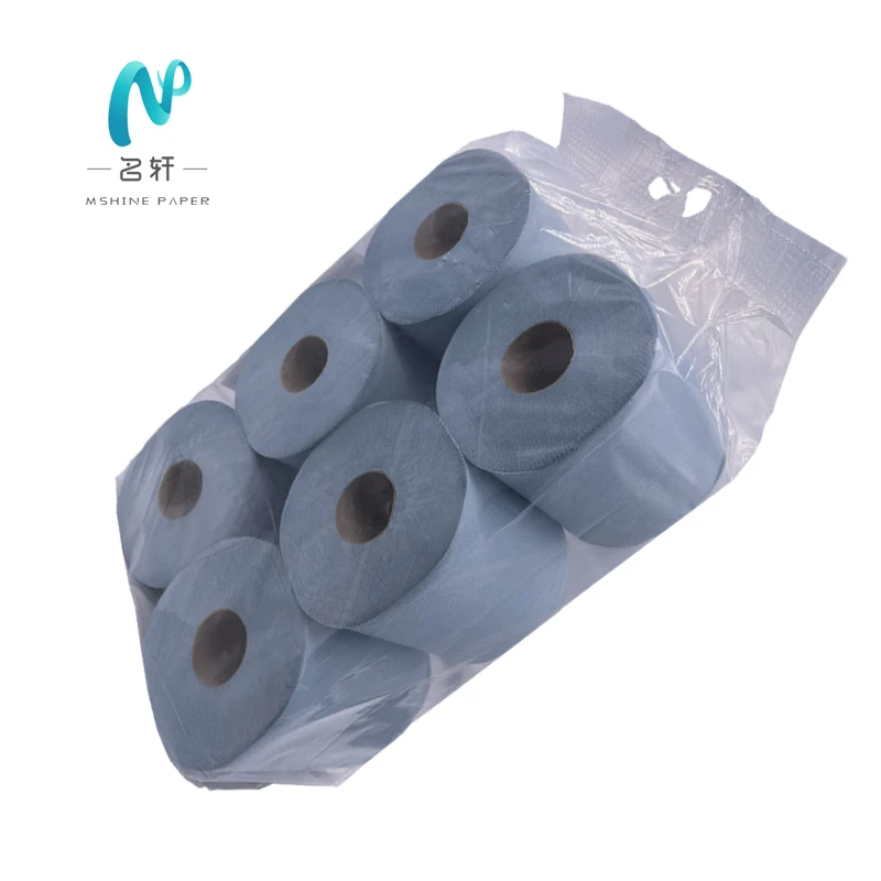 mingxuan  hot sale  Virgin Wood Pulp  Recycled Disposable  Blue Hand Paper towel rolls tissue  wholesale toilet tissue roll
