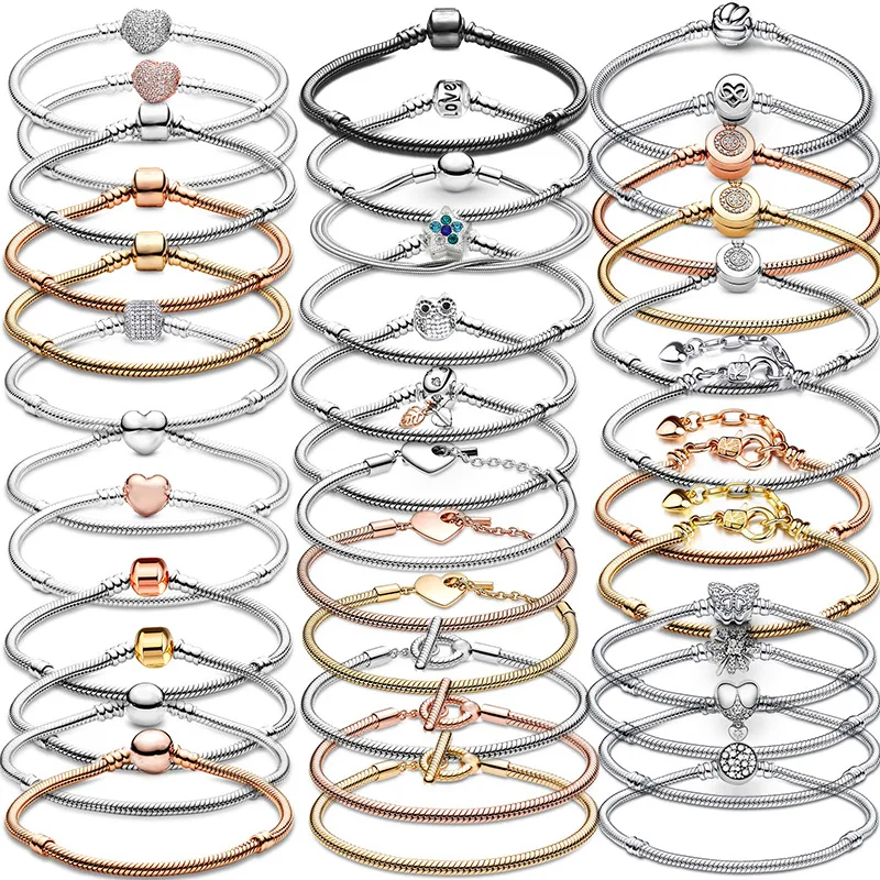 Silver DIY Charm Snake Chain Bracelet Fine Jewelry For Factory Pandora Original bracelets