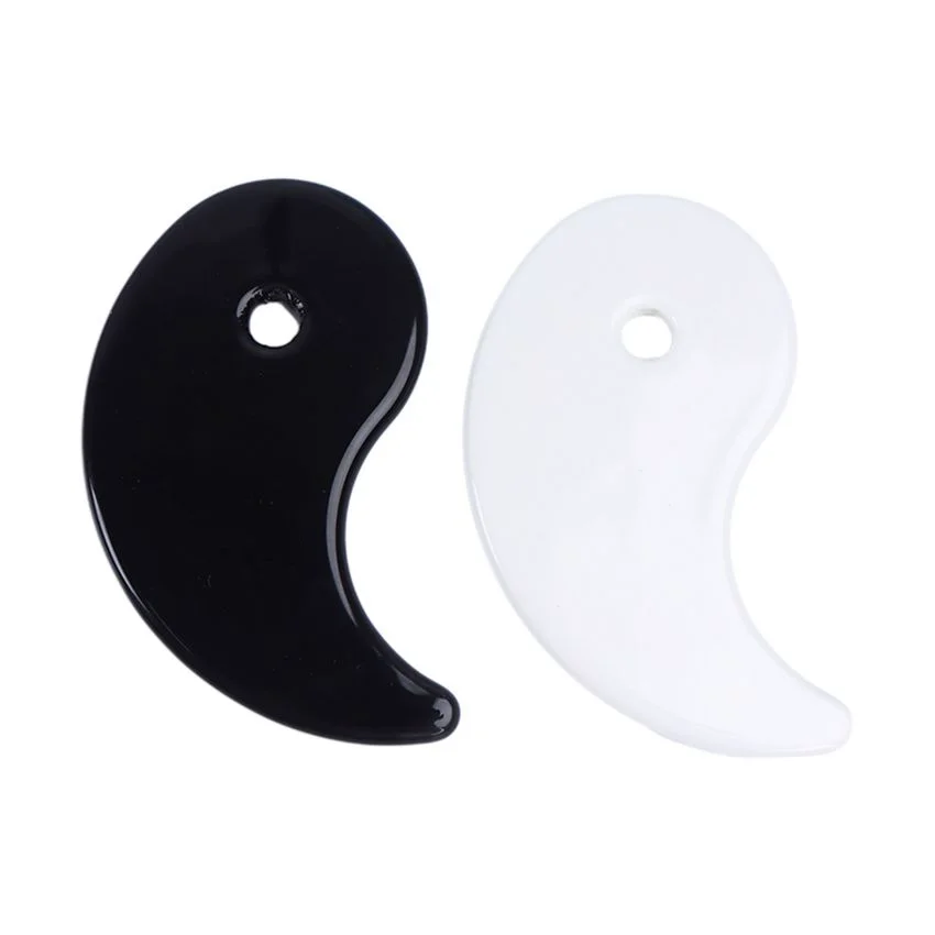 Natural Scraping Gua shaTai Chi Modeling Facial Body Massage Tool Ceramic Scraping Black and White Microcrystalline Gua sha