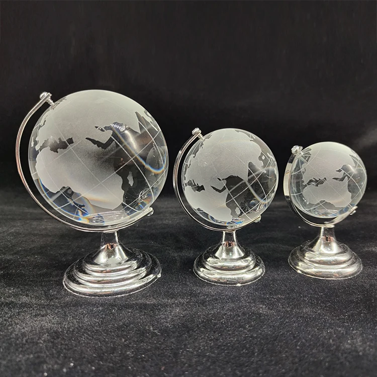 Clear Crystal Globe with Golden Silver Stand MH-Q0039