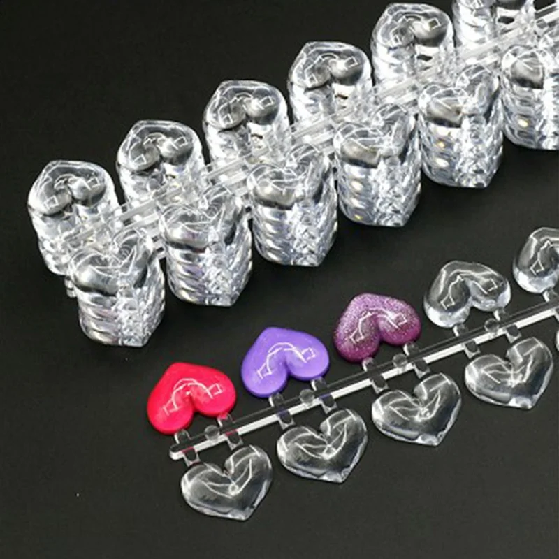 Heart Nails Color Card 2023 Clear Acrylic Practice Heart Shape Nail Tools Flatback Table Color Card Nails