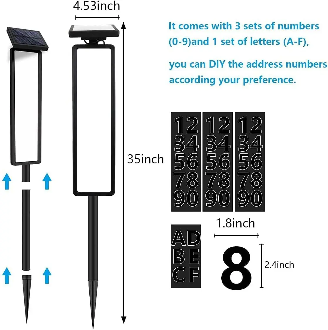 House Number Led Solar Lamp Waterproof Door Address Digits Plate Plaque Solar Wall Lamp Lawn Lamp House Number Light