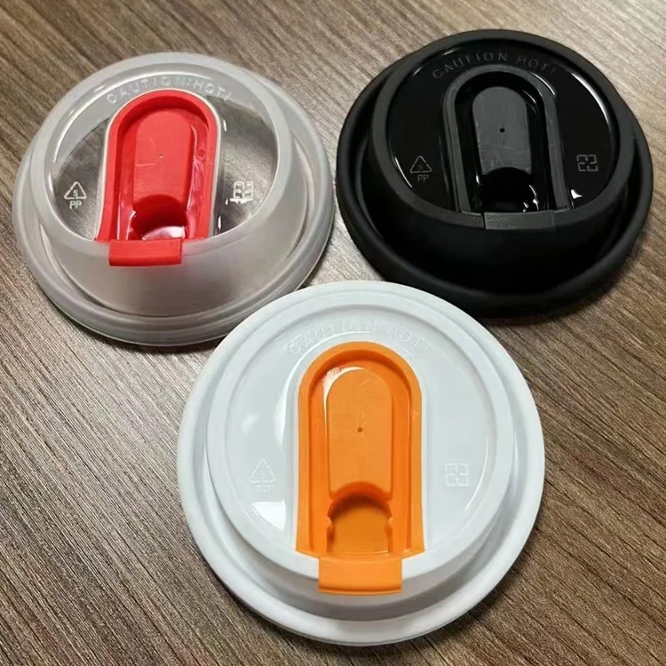 90mm Flat Lid  Injection Molded Switch Cover Disposable Lids Leakproof Food Grade PP Material for Paper Cups