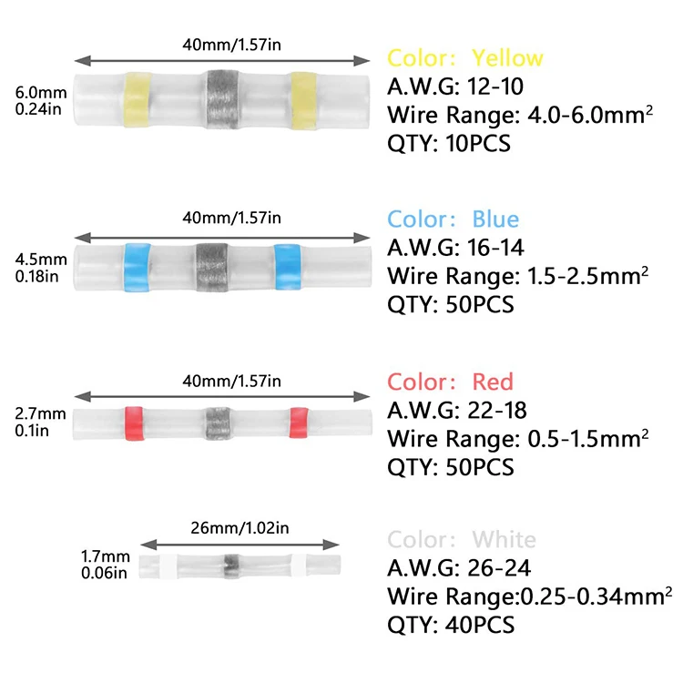 
Solder Seal Heat Shrink Wire Butt Connectors Ip67 Wire Connector Kit 