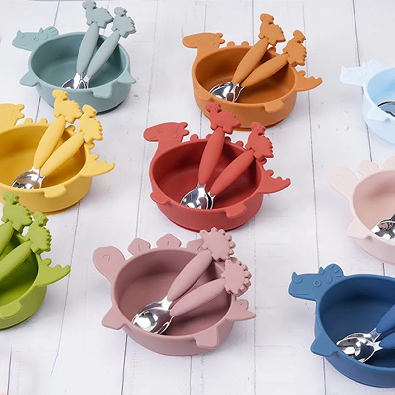 Wholesales Safe Food Grade Baby Feeding Handle Stainless Steel Dipping Spoon And Fork Set For Babies