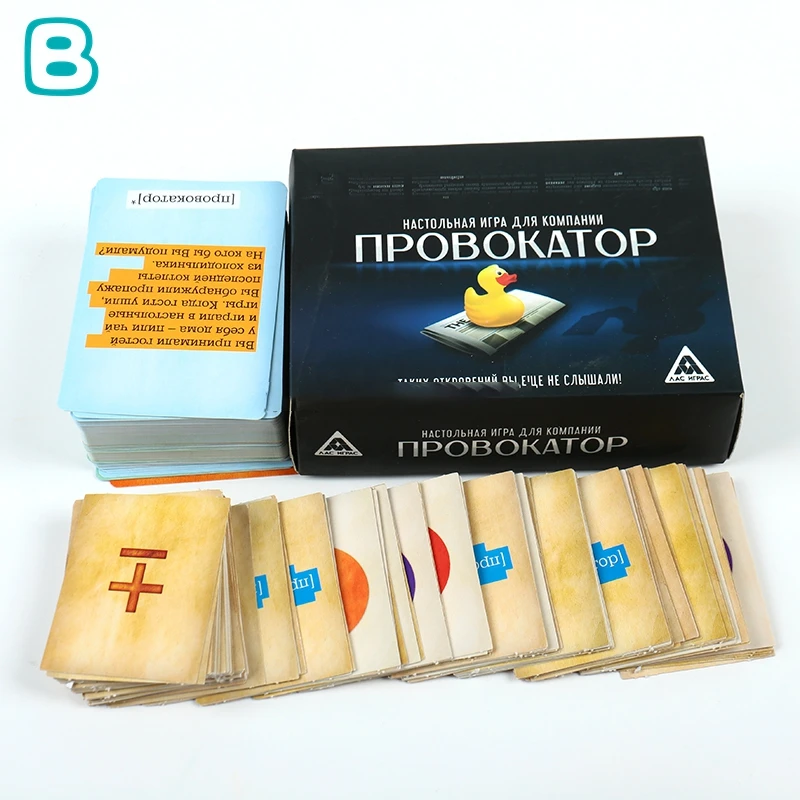 OEM Custom Board Game Playing Card Game Eco-friendly Cards Party Game For Baby Family With Base And Lid Box