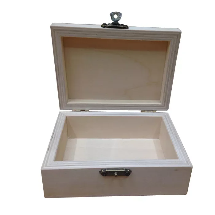 Wholesale Plywood Small Cheap Unfinished Wooden Gift Packaging Boxes with Hinged Lid