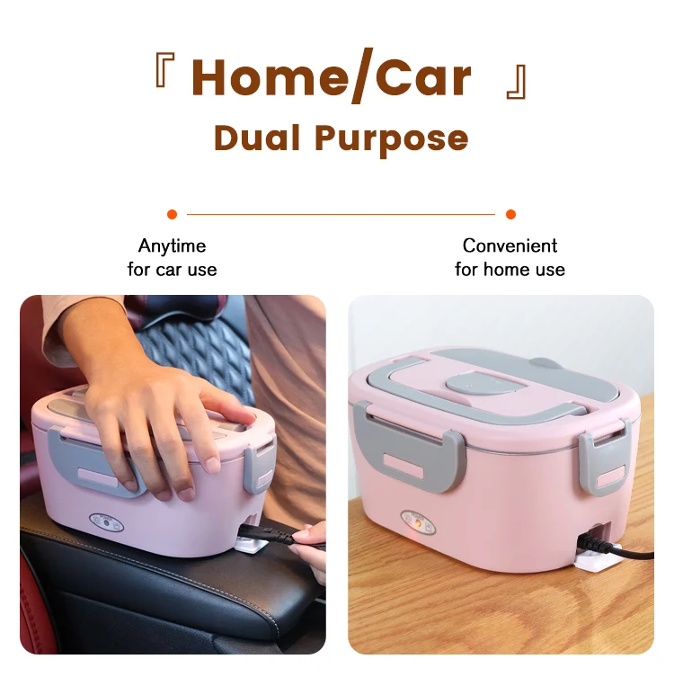 Removable Food Storage Heater Car Household Use Food Heater With Stainless Steel Container Electric Heating Lunch Box