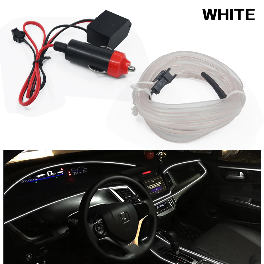1M 3M 5M car EL Wire led strip Atmosphere light for DIY flexible AUTO interior Lamp Party decoration lights Neon strips 12V USB