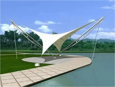 New design GB Q235 steel frame covering tensile PVDF membrane structure fabric roof