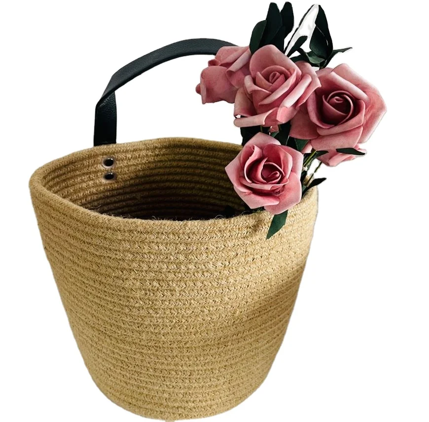 Natural High quality pots cotton rope hanging plant basket Weaving hanging basket for plants