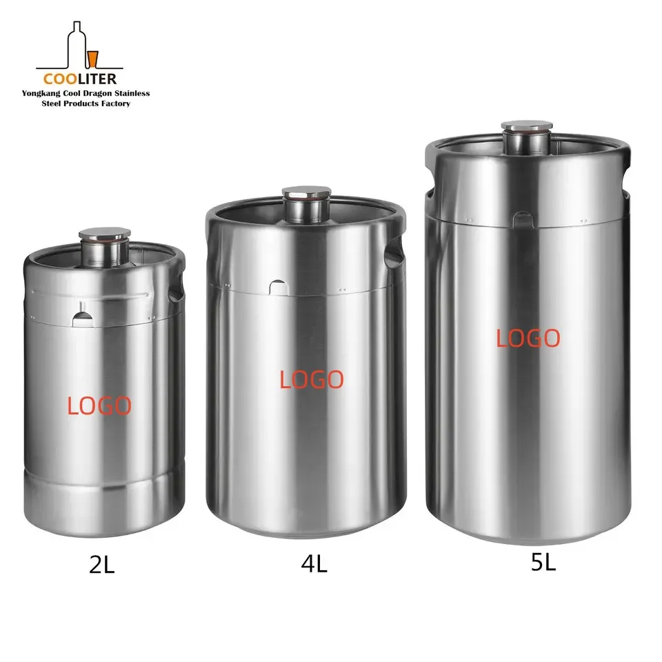 Customizable Logo 2l/4l/5l Silver Double Wall Vacuum Beer Keg Mini Draft Beer Keg