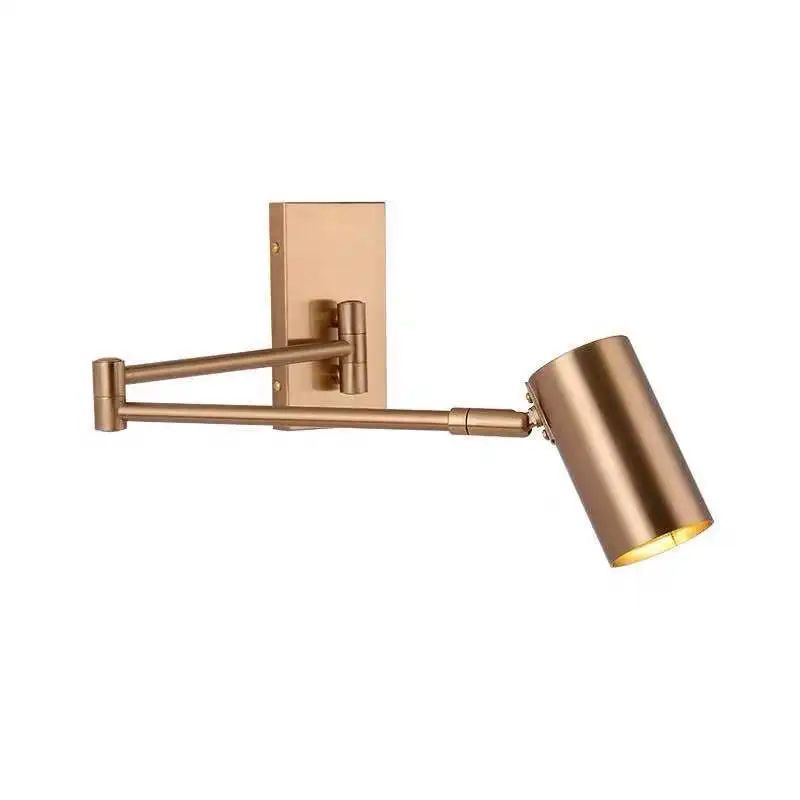 Nordic Style Indoor Decoration Brass Color Metal LED Swing Arms Beside Bedroom Reading Led Wall Light