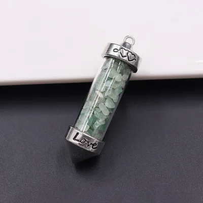 Fashion Double-pointed Conical Gravel Crystal Wishing Glass Bottle Necklace Pendants For Women