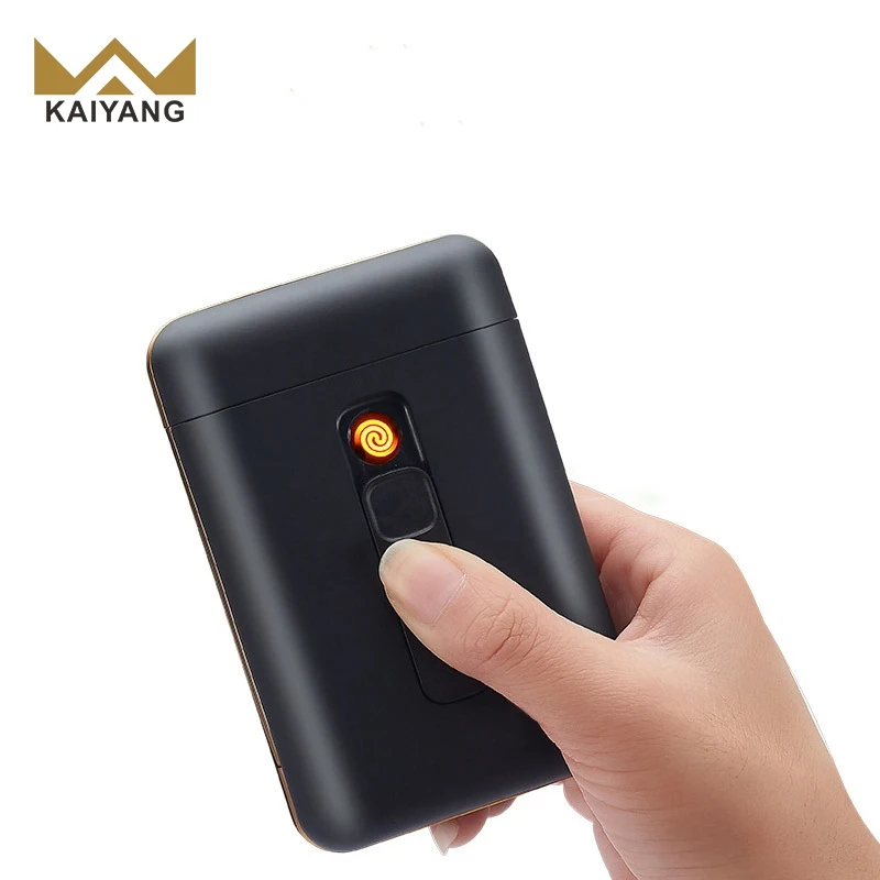 smoke shop flameless auto black cigarette box with lighter electric manufacturer tobacco funny cigarette box case for smoking