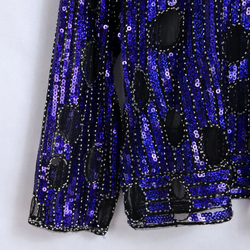 YIZHIQIU cheap long sleeve sequin top beaded sequin blouse