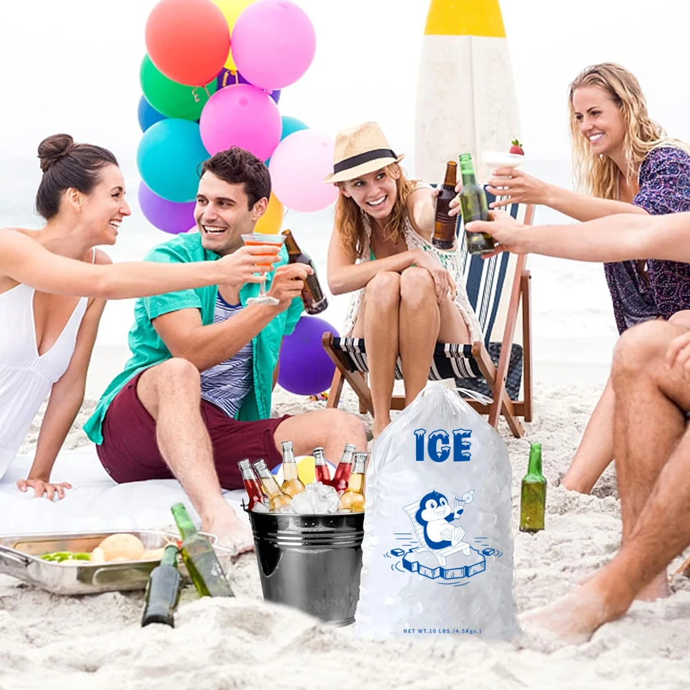 Factory Direct Food Grade Plastic Packaging Flat ice plastic bags with Custom Print Logo Reusable PE Ice Plastic Packing Bag