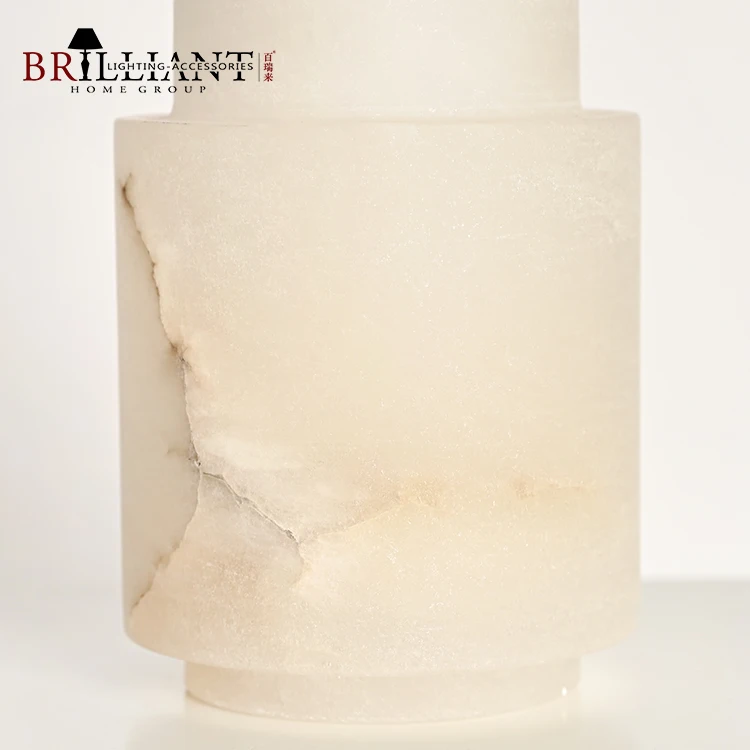 Modern Simple Style Home Art Decorative Living Room Bedroom Column Alabaster Stone Vase