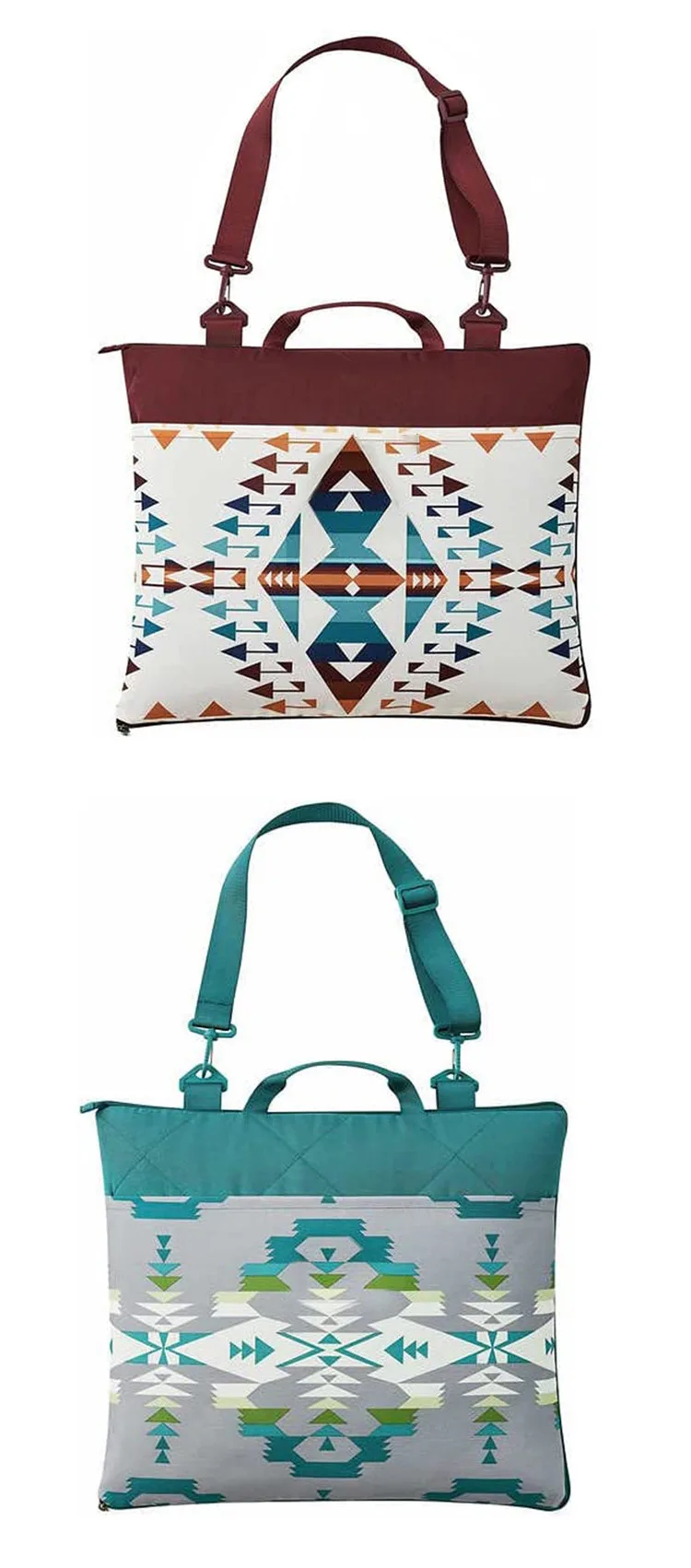 Outdoor Ethnic Style Picnic Blanket Mat Worn on the Shoulder Foldable Handbag OEM Pattern Poly Pongee Oxford Cloth Underlay