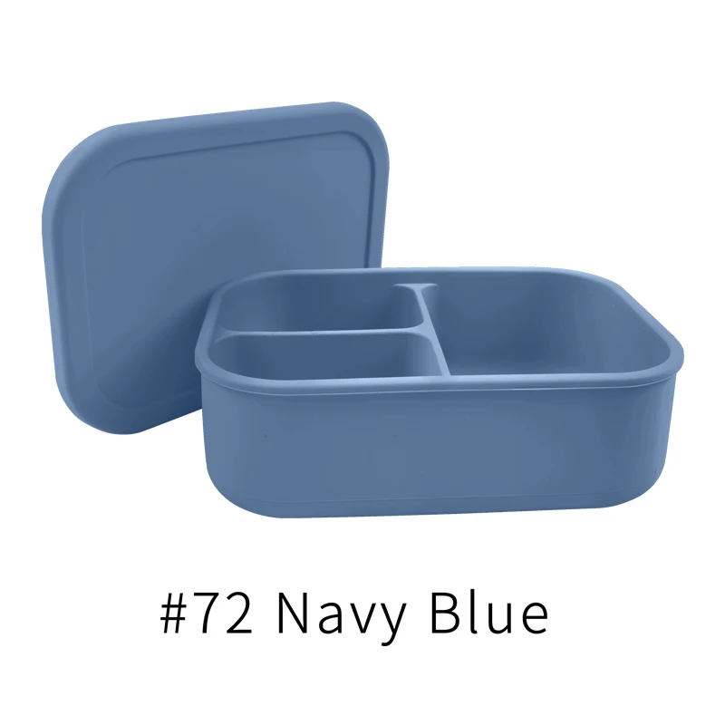amazon hot selling Food Grade silicone lunch box Portable Kids Bento Box Silicone Food Storage Container with  3 Compartment