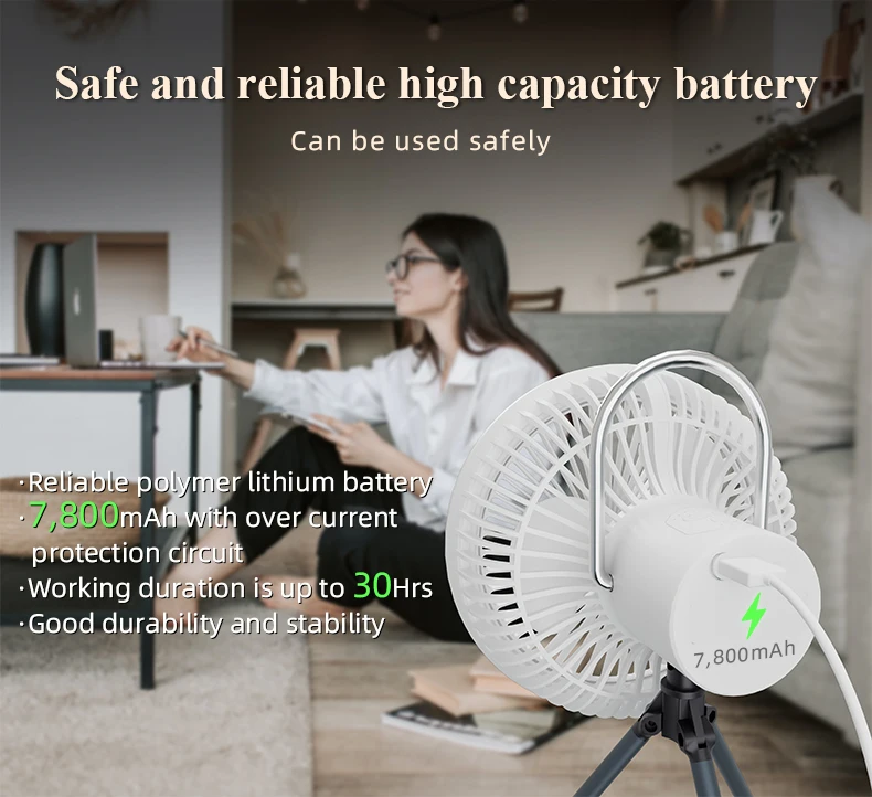 Newest Tent Camping Fan With Led Light Outdoor Rechargeable Personal Usb Portable Table Ceiling Fan