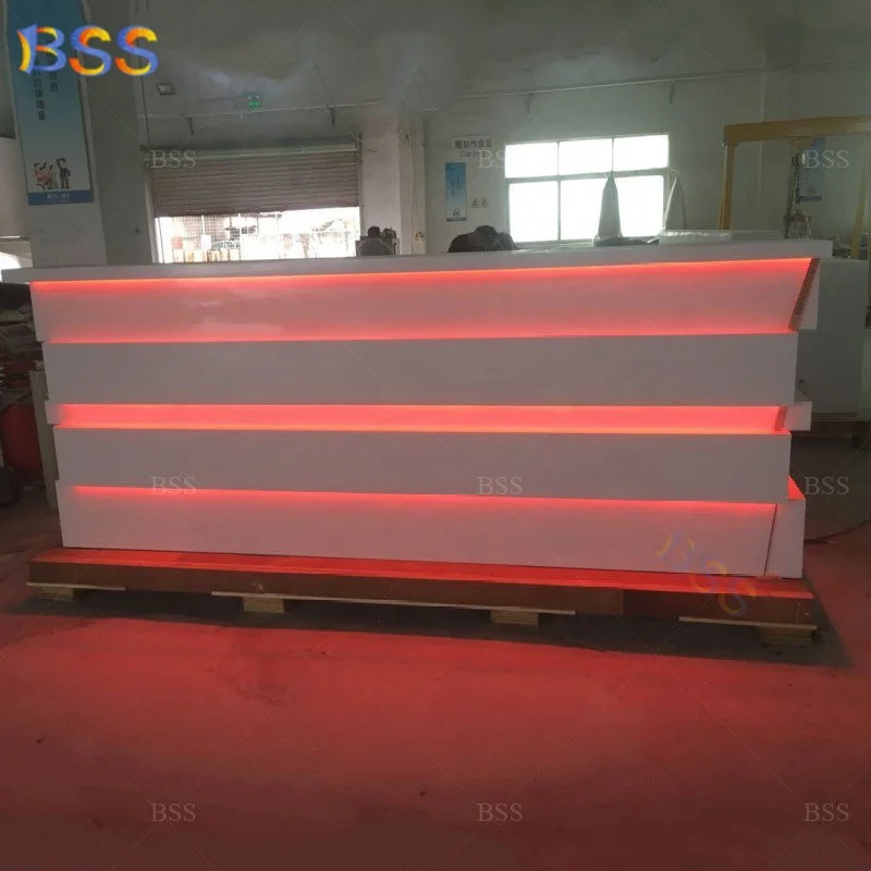 Basement Bar Design Contemporary Custom Made Wholesale High Quality Beautiful Corian Led Light White Basement Bar